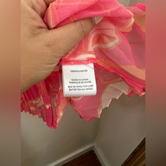 Milly Floral Pleated Blouse Pink Orange Small - Picture 3 of 9